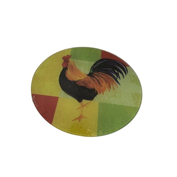 New Cooking Concepts Glass Cutting Board Rooster Round 7.75 in - Picture 2 of 3